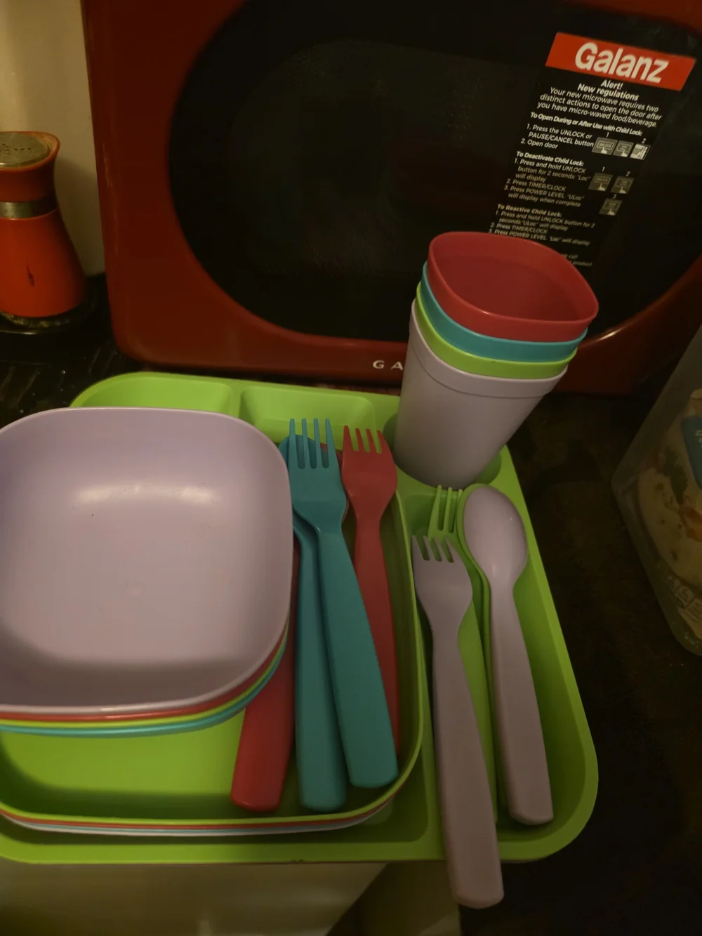 Neon Mix Kids Dinnerware Set - Green / Pink / Purple